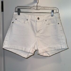 7 For All Mankind Cuffed Denim Shorts White